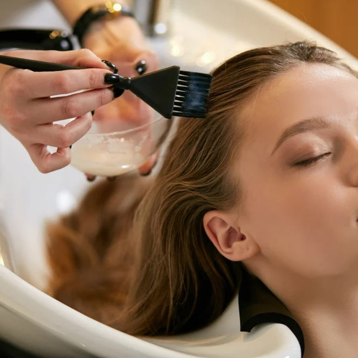A nourishing hair treatment being applied at Blanche Beauty