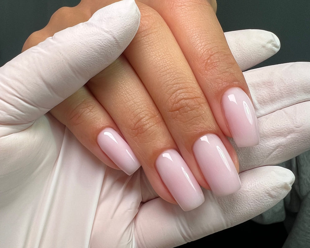 A Blanche nail technician working in the Russian manicure technique